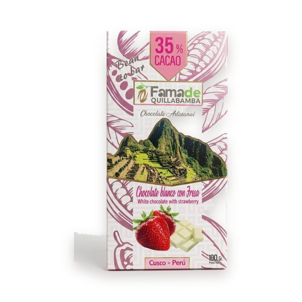 Chocolate Blanco con Fresa 35% Cacao | Barra 100 g