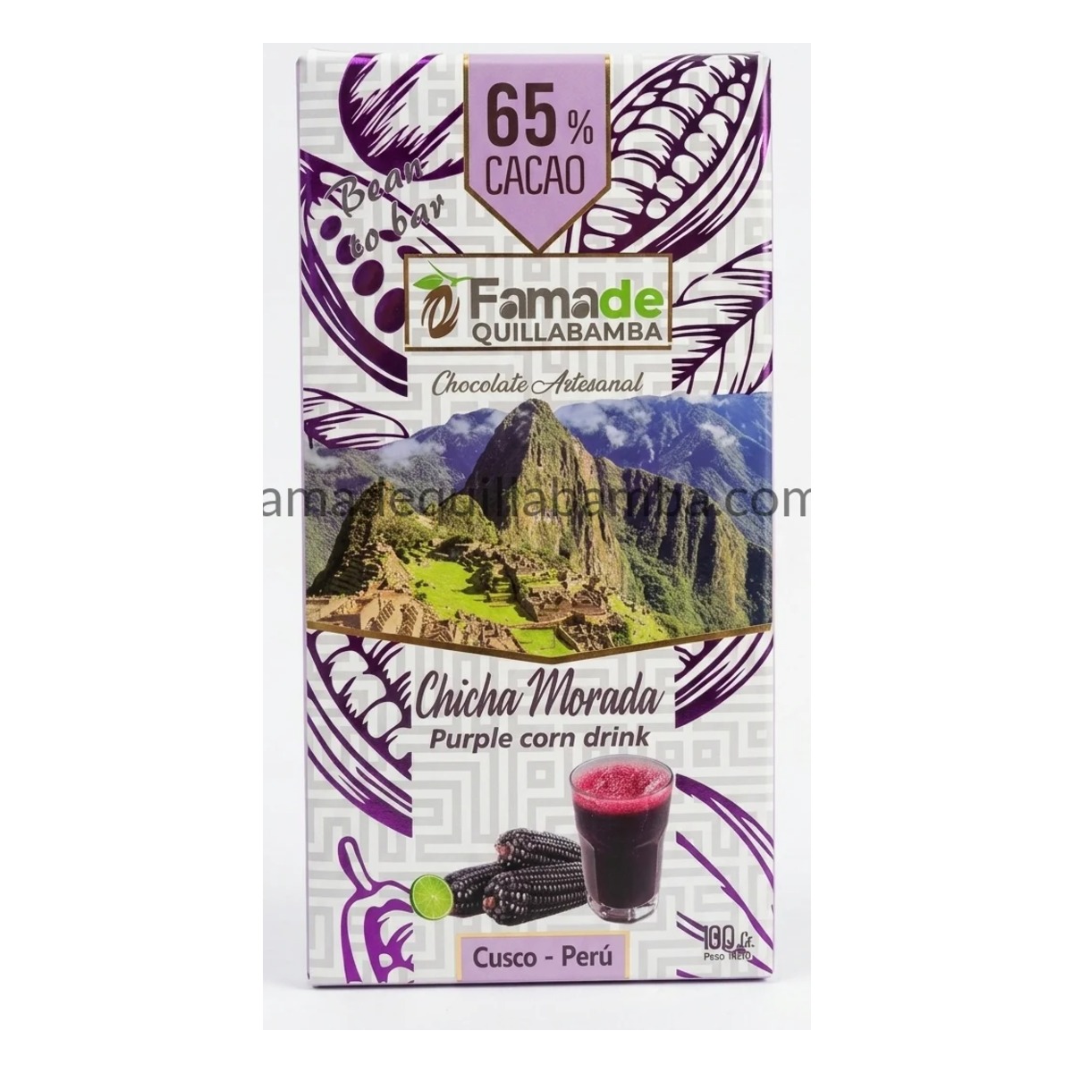 CHOCOLATE 65% - Chocolate con Chicha Morada - Barra 100 gr